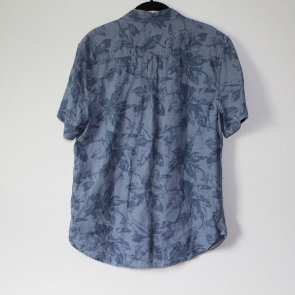 Lucky Brand Tropical Floral Linen Short Sleeve Button Shirt Blue Men's M H13011 - Picture 7 of 7
